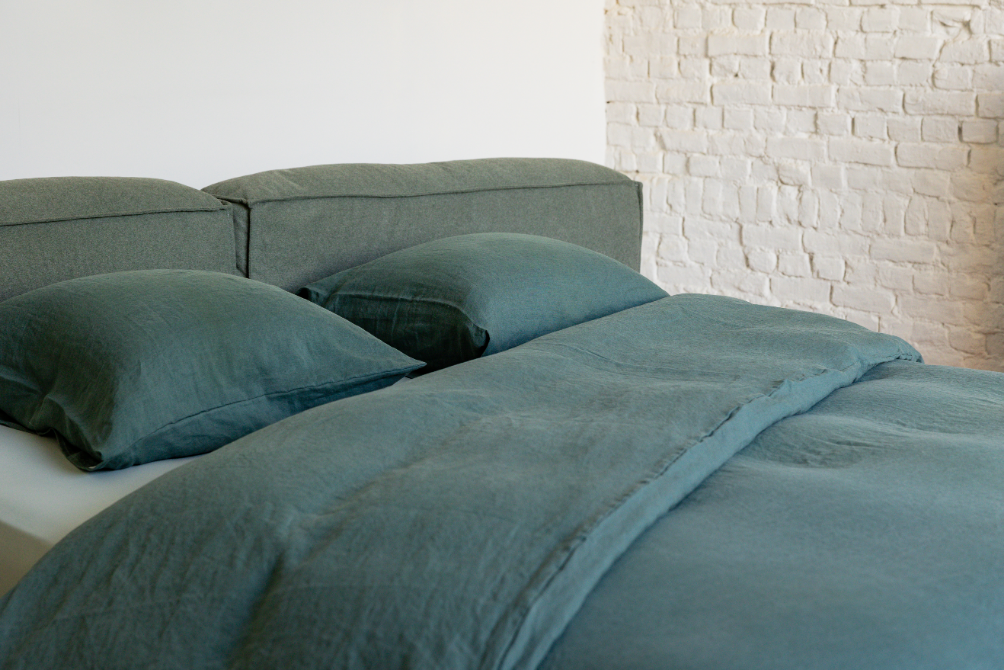 Verilin kussensloop - 65x65 - crushed linnen - Dark green