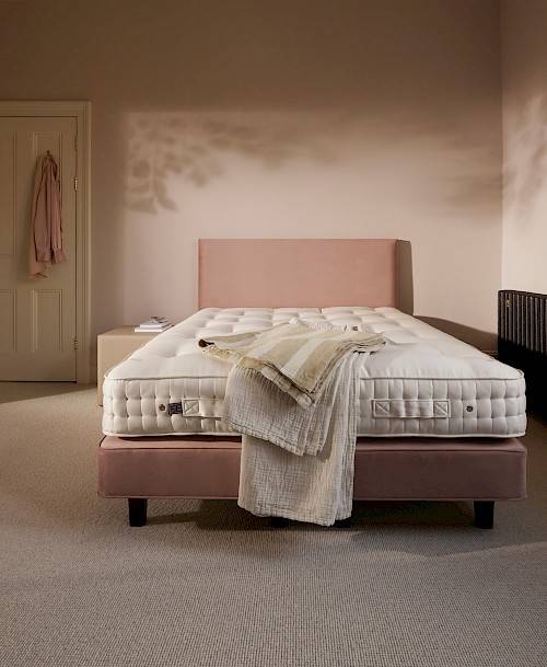Pastel pink Vispring bed from the Original collection